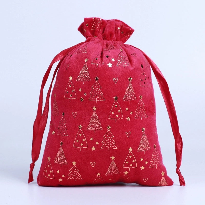 Christmas Minimalist Snowflake Tree Flocking Gift Bags Holiday Wrapping Supplies|Holiday Gift Wrapping
