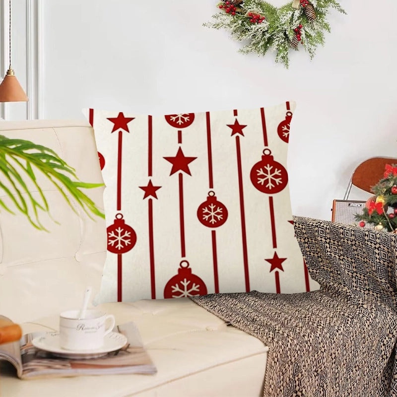 Nordic Christmas Linen Pillow Covers with Snowflake & Letter Design | Home Decor & Pillows