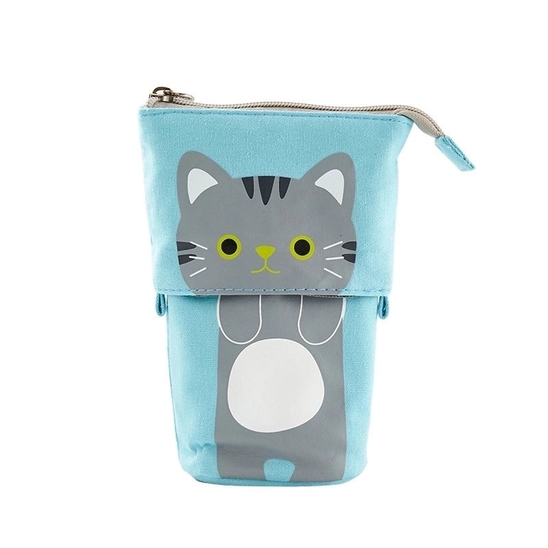 Cute Minimalist Canvas Pen Case with Multiple Compartments and Adjustable Drop-down Design|Stationery & Office Supplies