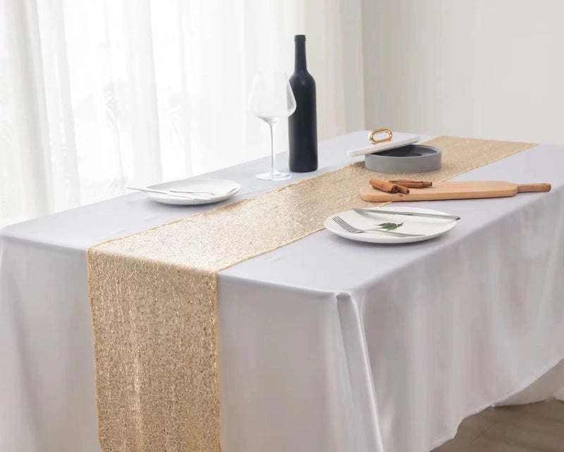 Embroidered Polyester Sequin Table Runner for Wedding & Christmas Decor | Home & Living Table Linens