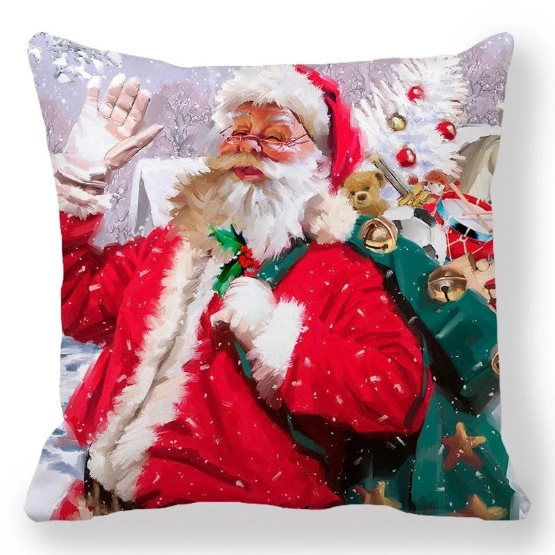 Christmas Holiday Cotton Pillow Covers with Santa Elk Design for Sofa Couch Decor|Home Decor
