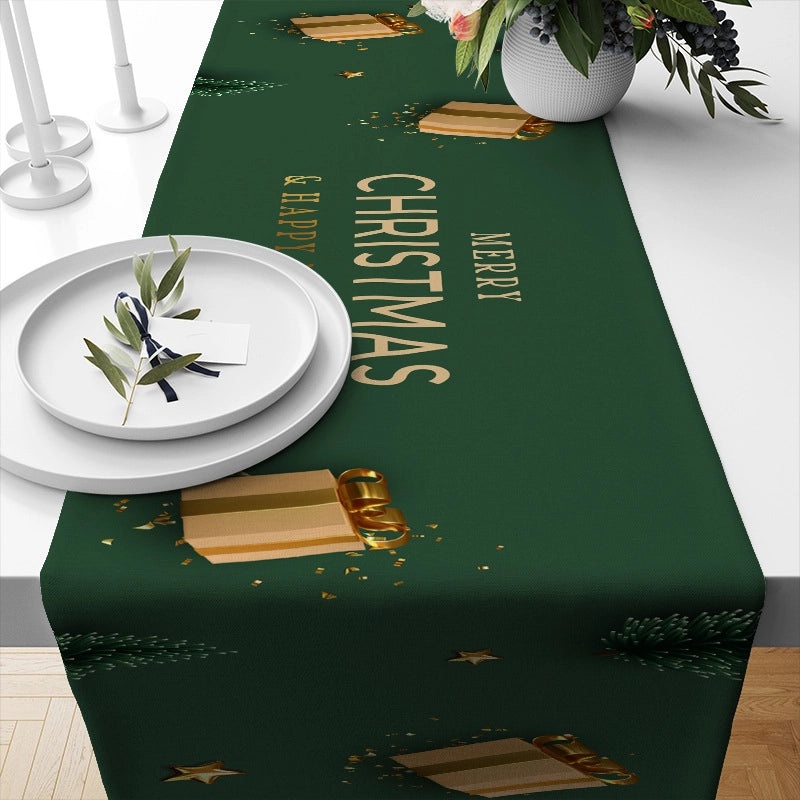 Festive Ethnic Color Block Linen Tablecloth for Christmas Vacation|Home Decor Table Linens