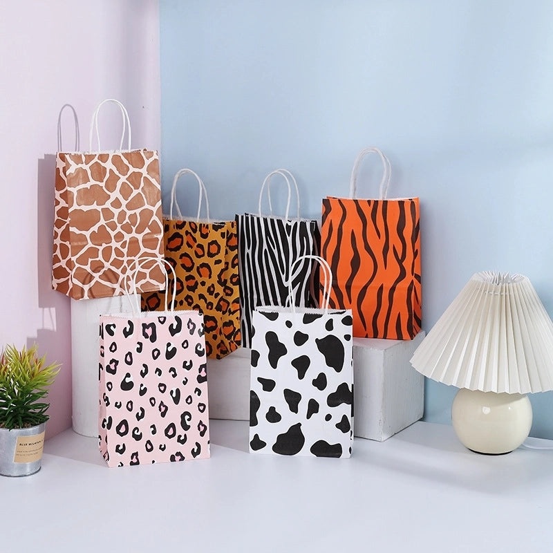 Cute Animal Print Kraft Paper Gift Bags for Children's Day|Party Supplies & Gift Bags