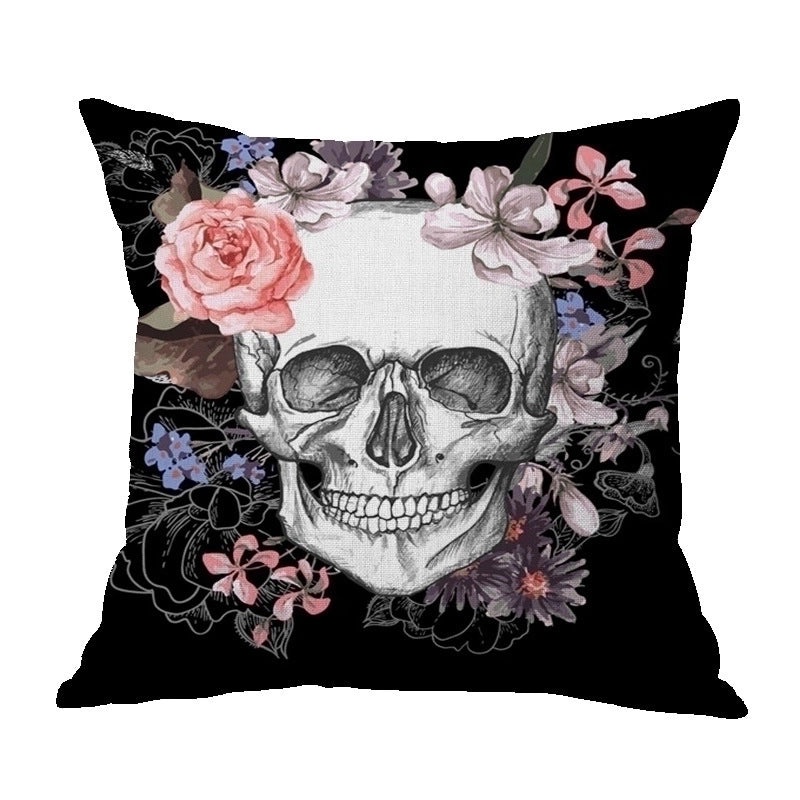 Halloween Punk Skull Linen Pillow Covers for Couch Sofa Decorative Throw Pillowcases|Home Decor & Pillows