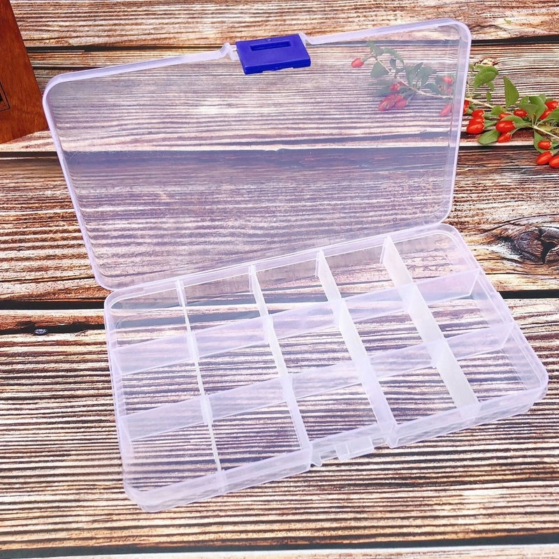 Detachable Plastic Storage Box with 10/15/24/36 Transparent Grids for Makeup Jewelry Fishing Rubber Bands|Storage & Organization