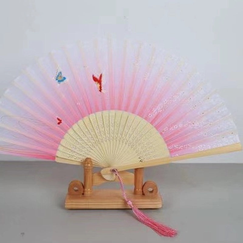 Elegant Chinoiserie Floral Bamboo Fans with Classic Heating Design | Home Decor Fans