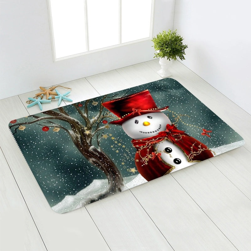 Holiday Santa Snowman Flannel Floor Mat Cozy Christmas Decor|Home & Living/Seasonal Decorations