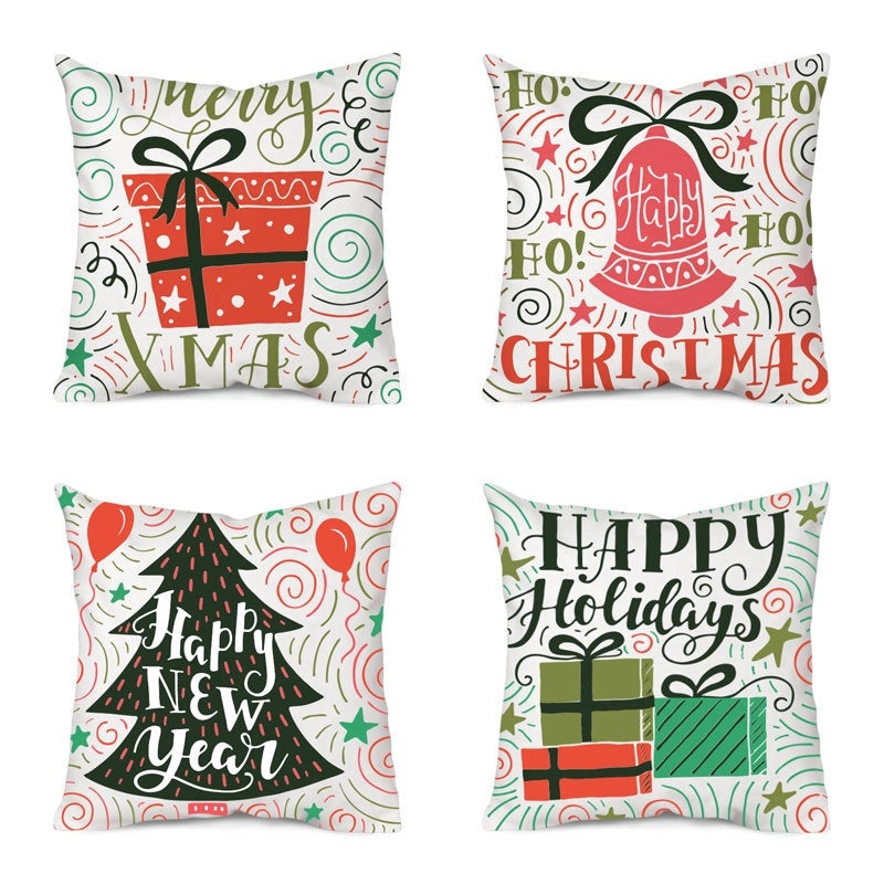Christmas Tree and Santa Claus Polyester Pillow Covers|Home Decor Pillows