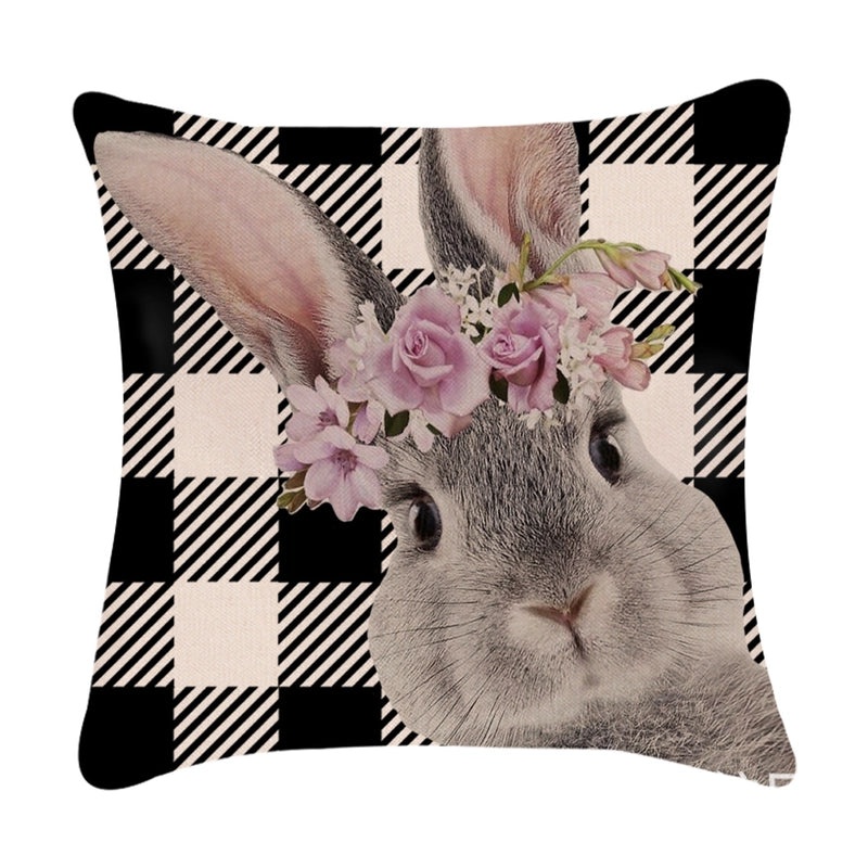 Minimalist Easter Rabbit Linen Pillow Covers for Couch and Sofa Decor | Home Decor Accessories