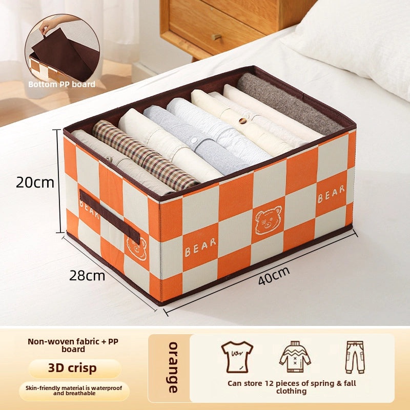 Houndstooth Pattern Foldable Steel Storage Box for Clothes and Pants | Home Storage & Organization