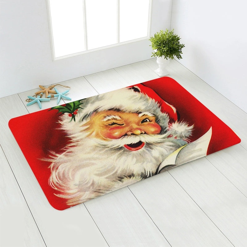 Holiday Santa Snowman Flannel Floor Mat Cozy Christmas Decor|Home & Living/Seasonal Decorations