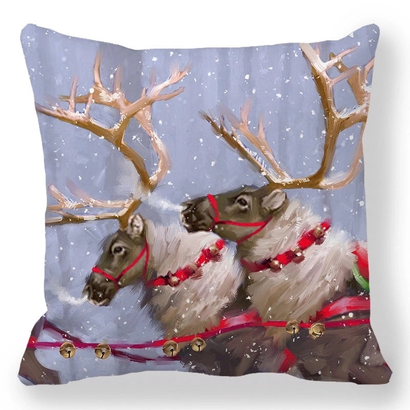 Christmas Holiday Cotton Pillow Covers with Santa Elk Design for Sofa Couch Decor|Home Decor