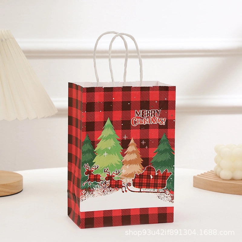 Vintage Santa Claus Christmas Tree Kraft Paper Gift Bags | Holiday Gift Wrapping Supplies