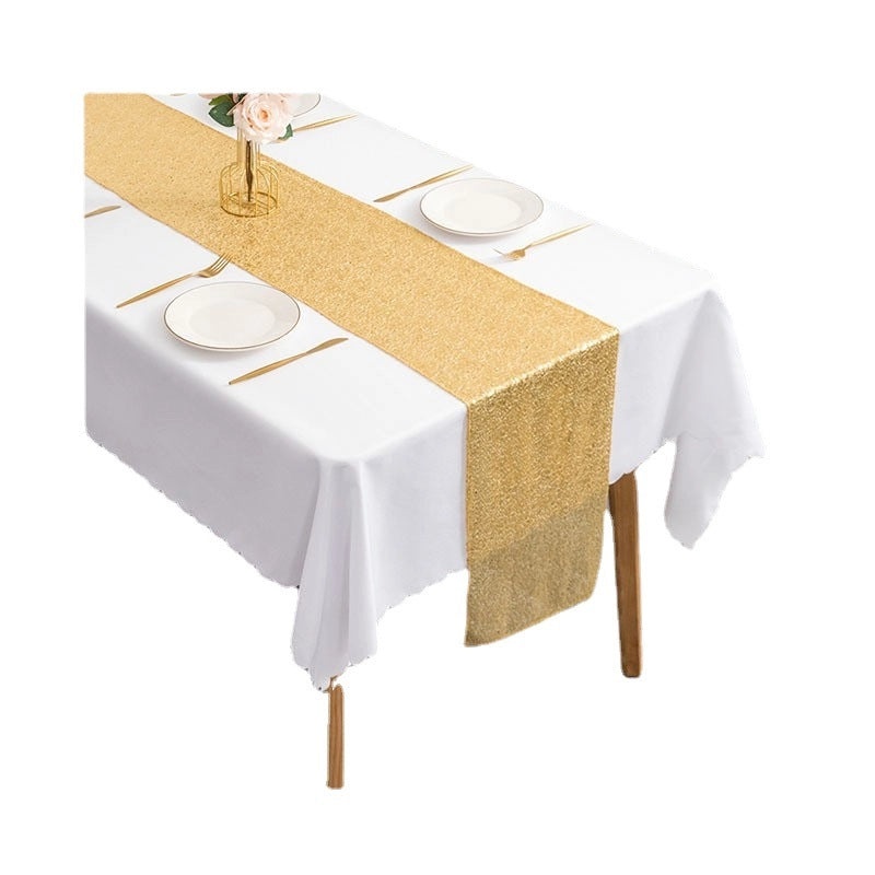 Embroidered Polyester Sequin Table Runner for Wedding & Christmas Decor | Home & Living Table Linens
