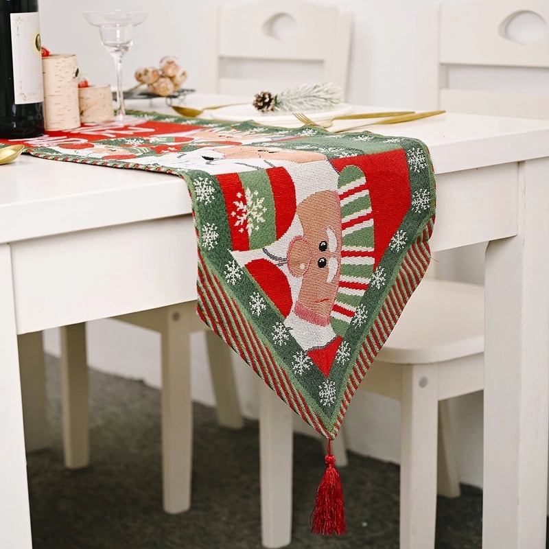 Festive Knitted Christmas Table Runner Cozy Holiday Table Decoration|Home Decor