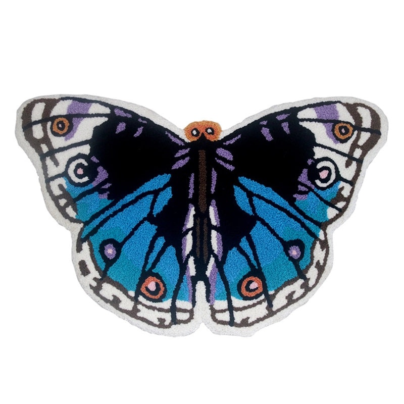 Blue Butterfly Embroidered Floor Mat Modern Minimalist Creative Home Door Rug|Home Decor & Floor Mats
