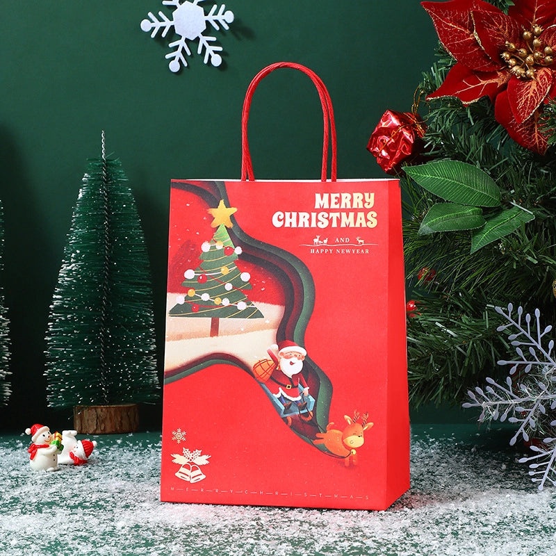 Christmas Cute Santa Claus Christmas Tree Kraft Paper Gift Bags for Party Festival Wrapping|Gift Wrapping Supplies