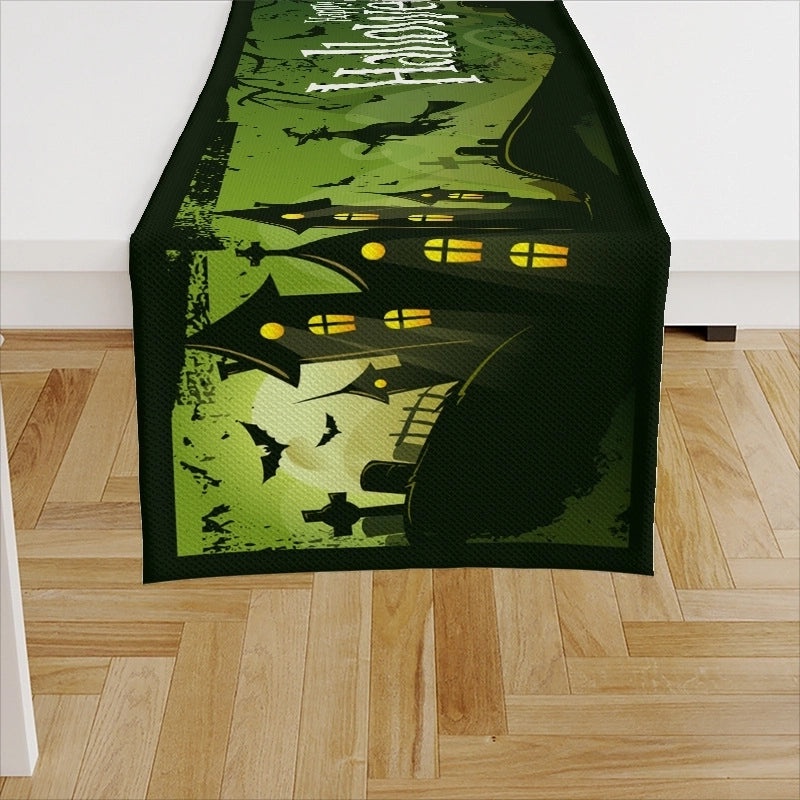 Ethnic Halloween Linen Tablecloth with Color Block Design for Vacation | Home Decor Table Linens