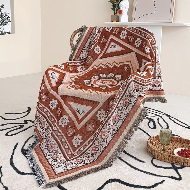 Casual Geometric Pattern Cotton-Nitrile Blend Decorative Carpet Blanket|Home Decor & Rugs