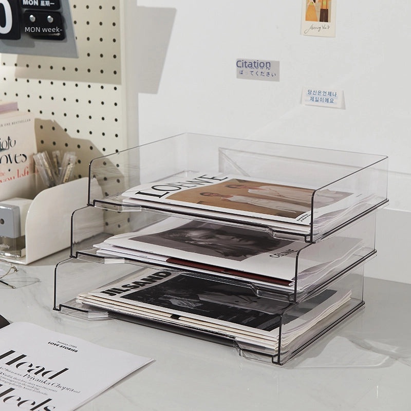 Acrylic Transparent Desktop File Organizer with Drawers for Office Desk | Office Storage & Organization