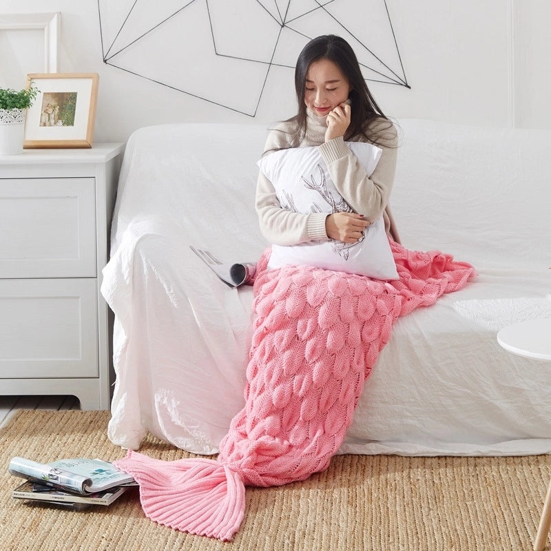 Solid Color Mermaid Acrylic Throw Blanket|Home & Living > Bedding > Throws & Blankets