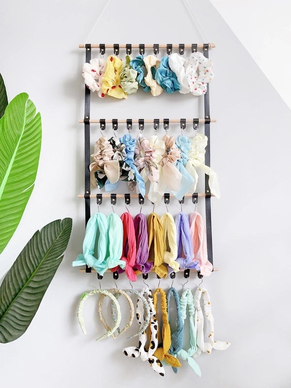 Minimalist Solid Color PU Leather Beech Wood Stainless Steel Storage Bag Organizer|Home Storage & Organization