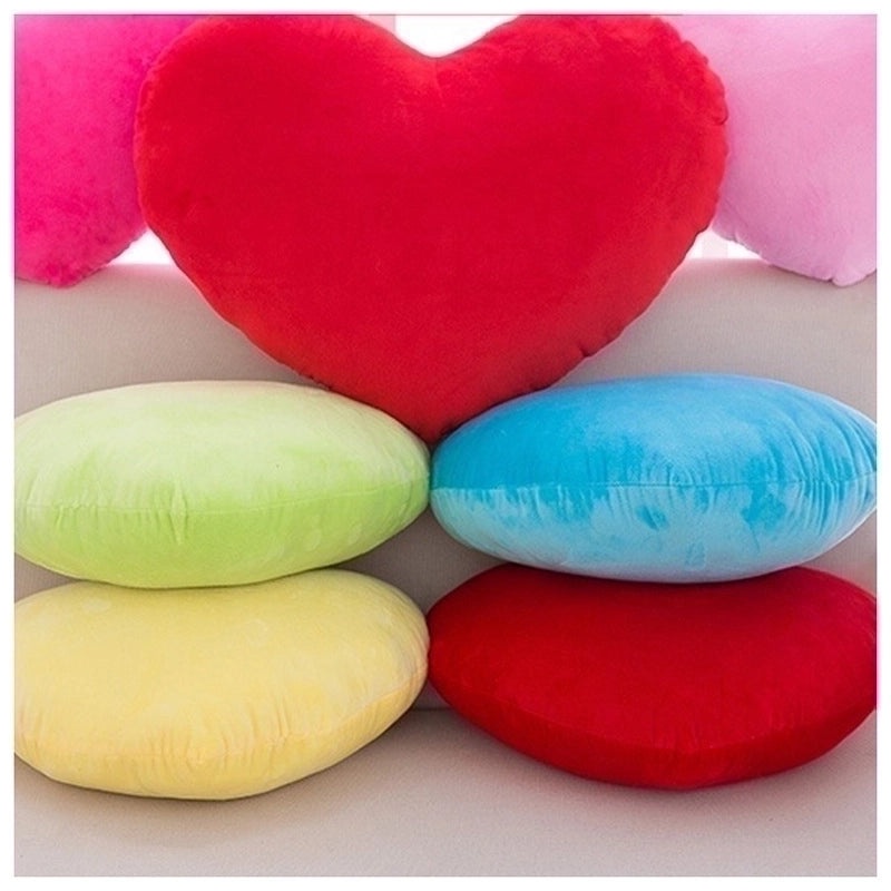 Heart Shaped Solid Color Plush Throw Pillow Soft PP Cotton Filling|Home Decor Cushions