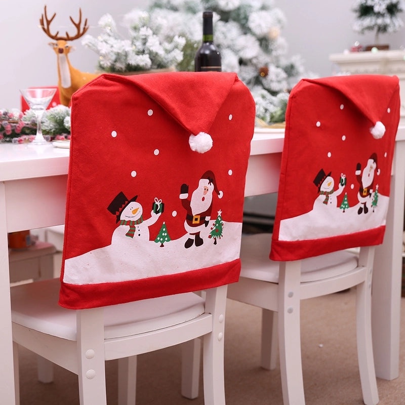 Festive Christmas Tree and Snowman Nonwoven Banquet Chair Covers|Party Supplies