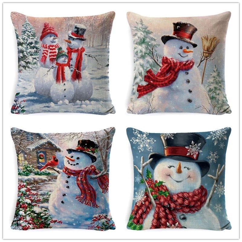 Christmas Geometric Snowflake Cartoon Cushion Cover for Couch Sofa | Home Decor & Cushions