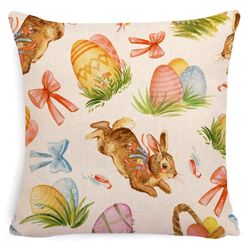Easter Minimalist Rabbit Linen Throw Pillow Cover for Couch Sofa Decor|Home Decor & Pillows