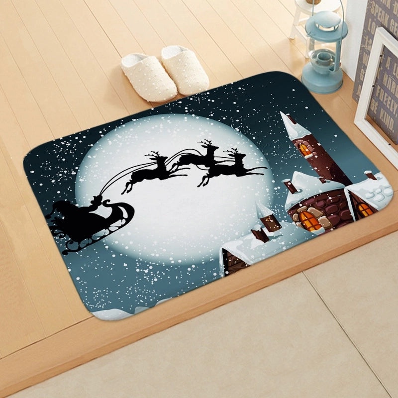 Festive Christmas Tree and Snowflake Flannel Floor Mat | Home Decor & Seasonal Rugs