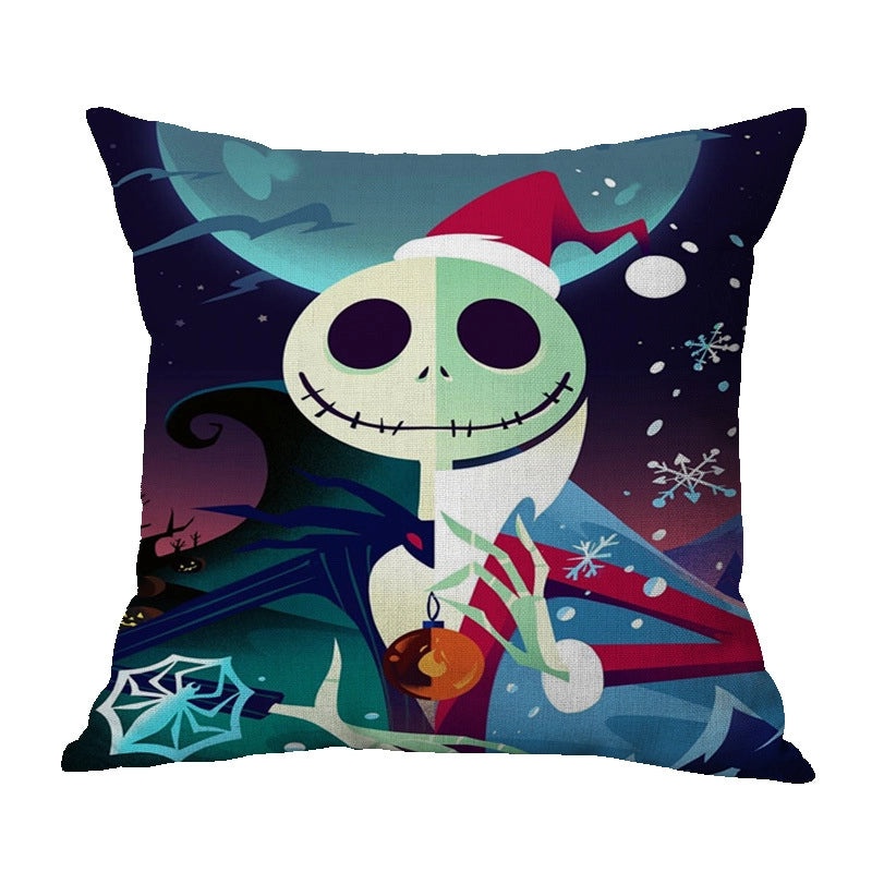 Halloween Punk Skull Linen Pillow Covers for Couch Sofa Decorative Throw Pillowcases|Home Decor & Pillows