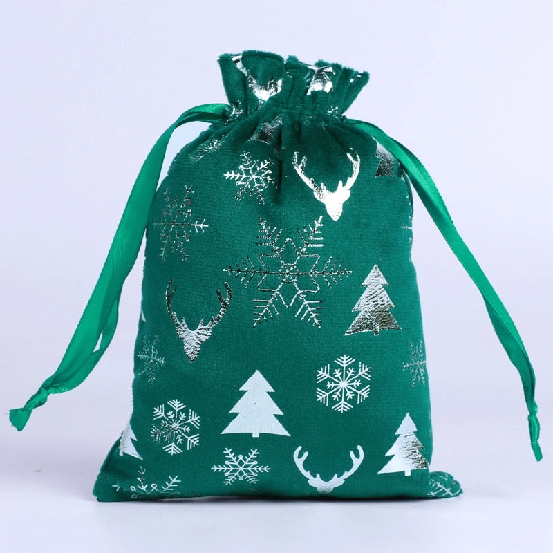 Christmas Minimalist Snowflake Tree Flocking Gift Bags Holiday Wrapping Supplies|Holiday Gift Wrapping
