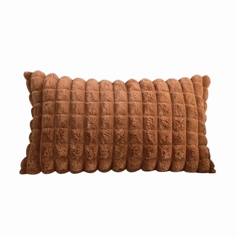 Cozy Plaid and Solid Color Plush Pillow Covers for Couch and Sofa Decor | Home Decor Accessories