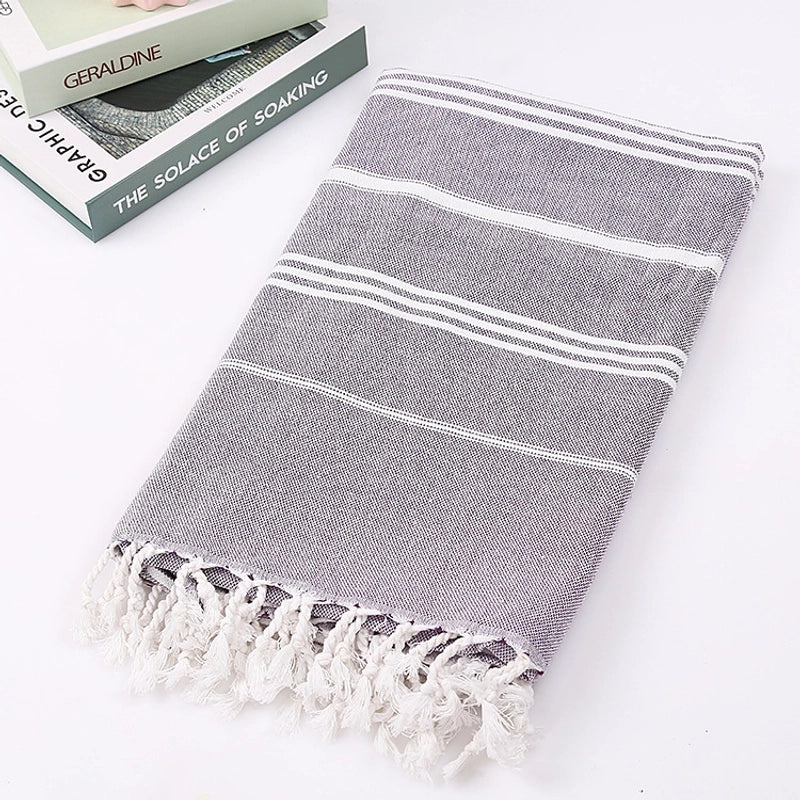 Personalized Cotton Turkish Non-stick Sand-resistant Beach Towel with Tassels | Beach Towels & Shawls