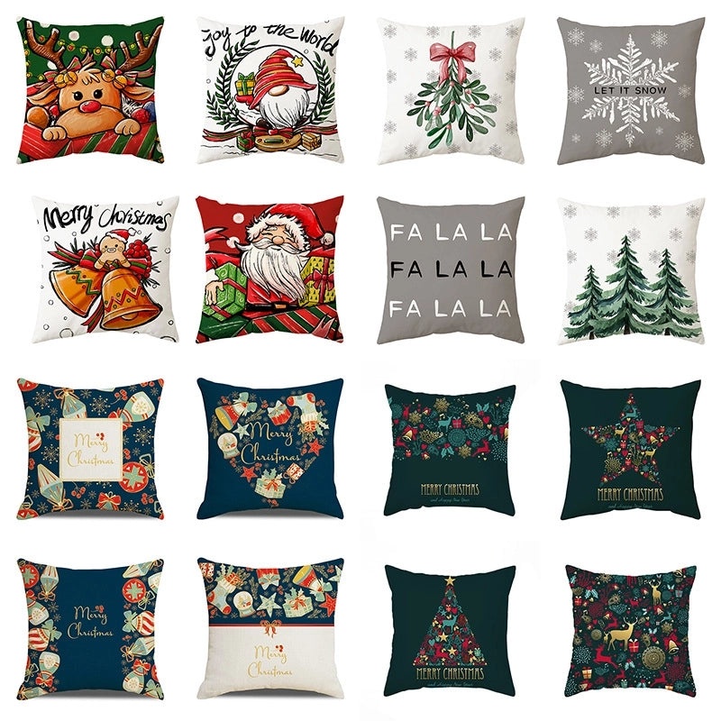 Christmas Tree Santa Elk Holiday Polyester Pillow Covers|Home Decor Pillows