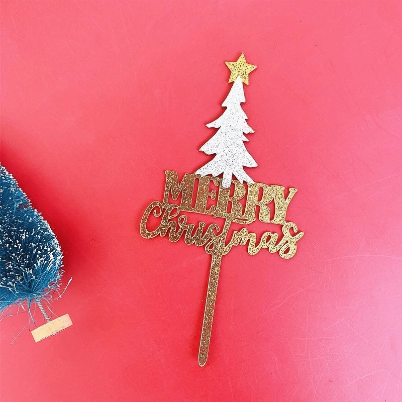 Christmas Tree Letter Acrylic Cake Toppers Party Decorations | Cake Decorating Supplies