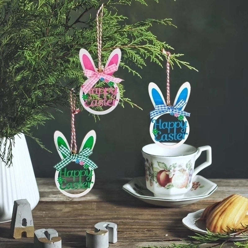 Minimalist Rabbit Letter Wooden Hanging Ornament for Daily and Festival Decor|Home Decor & Hanging Ornaments