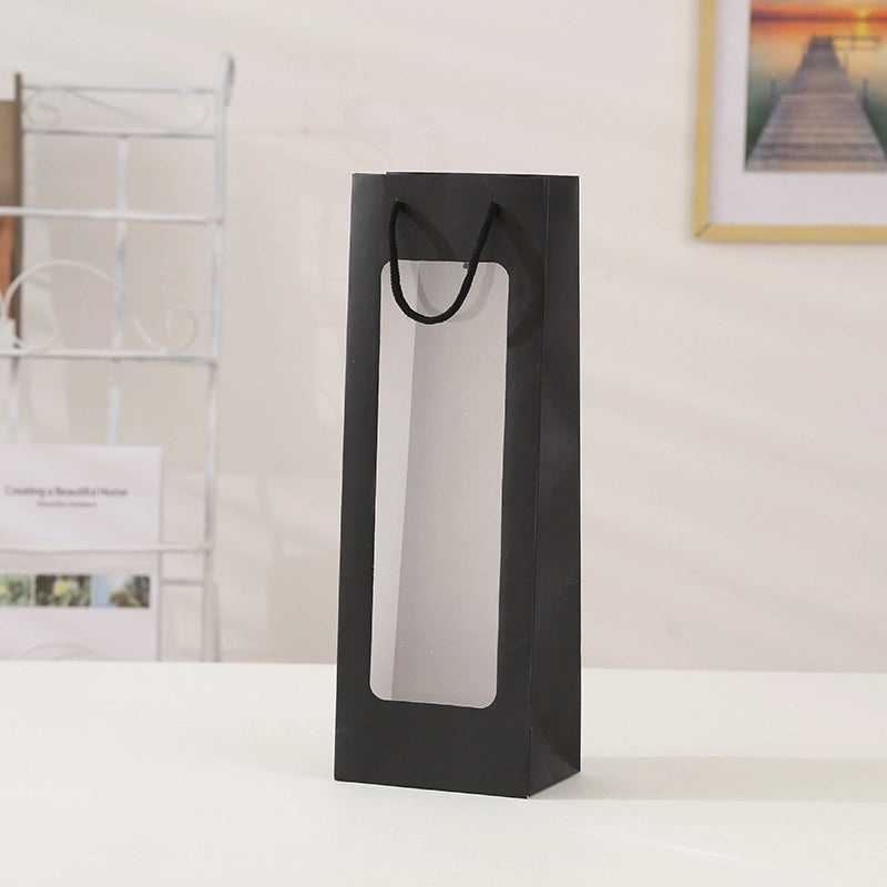 Valentine's Red Wine Gift Bag with Transparent Window|Gift Bags & Packaging