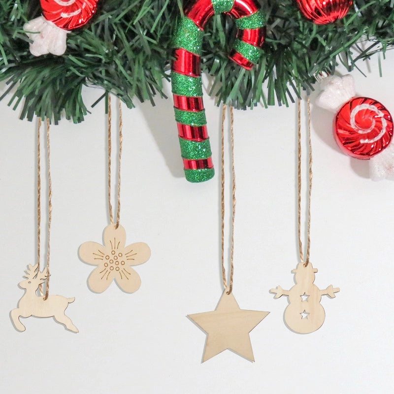 Wooden Christmas Tree Pendant Ornament Creative Carving Home Decoration Supplies|Christmas Decorations