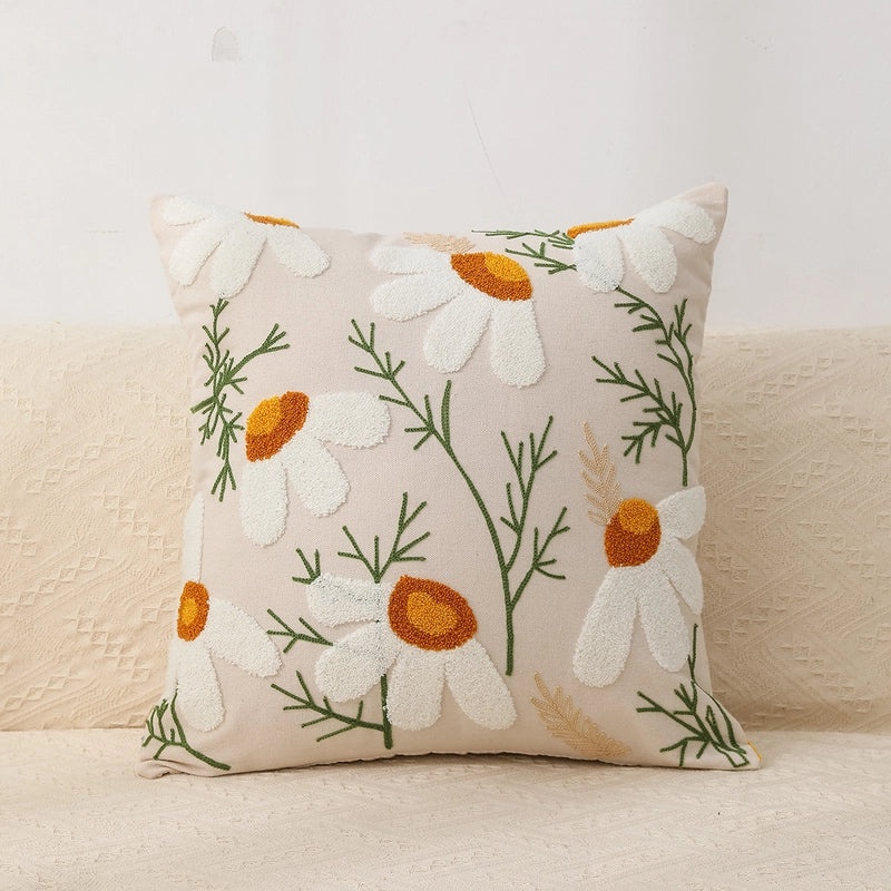 Geometric Floral Tufted Pillow Covers for Couch and Sofa | Home Decor Accessories