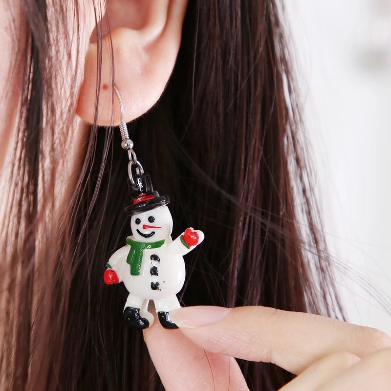 Christmas Holiday Tree Santa Snowman Alloy Plastic Party Earrings|Jewelry & Accessories