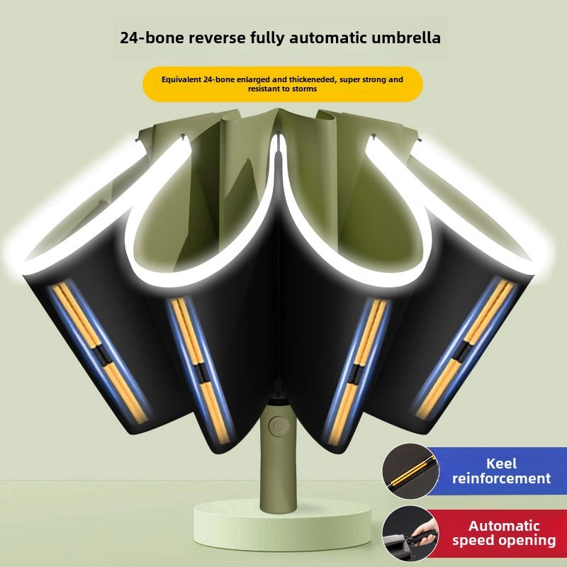 20-Rib Automatic Reverse Umbrella for Men and Women | Windproof Large Folding Sun & Rain Protection | Travel Umbrella Black Coating|Umbrellas & R