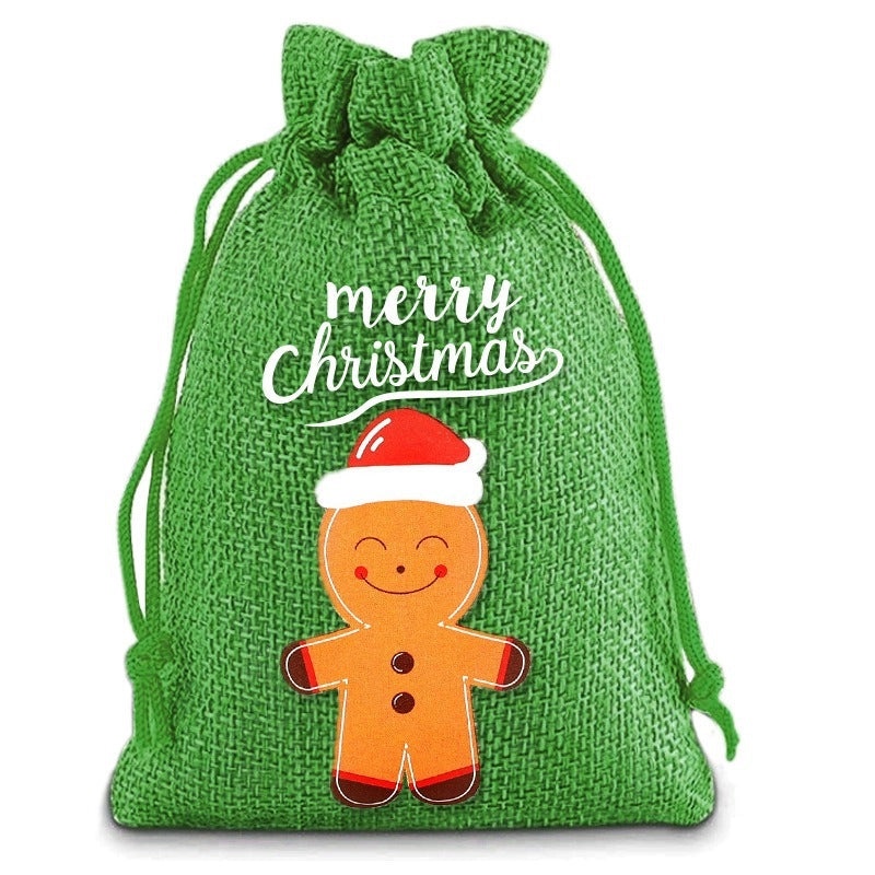 Festive Christmas Santa Snowman Linen Gift Bags for Holiday Party Decor|Holiday Decorations