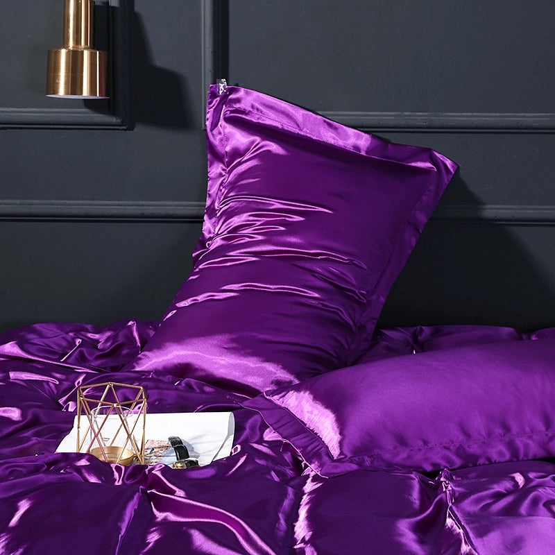Solid Color Silk Pillowcase Single Satin Ice Silk Pillowcase | Home Textiles & Bedding