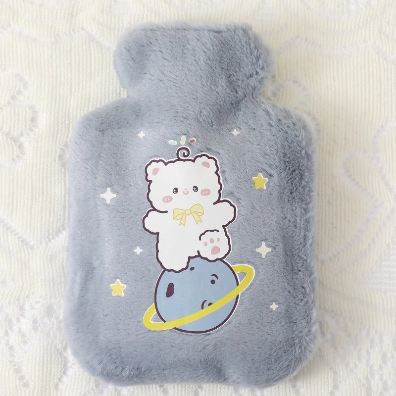 Cute Plush Rabbit Fur Hot Water Bottle Portable Teddy Bear Hand Warmer Winter Heating Pad Cartoon Explosion-Proof | Home & Living