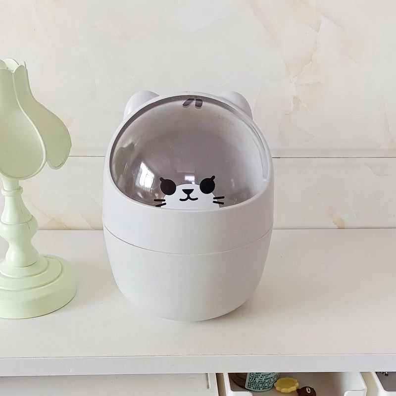 Cute Cartoon Bear Desktop Trash Can Mini Storage Bucket for Dormitory and Home | Home & Living Storage