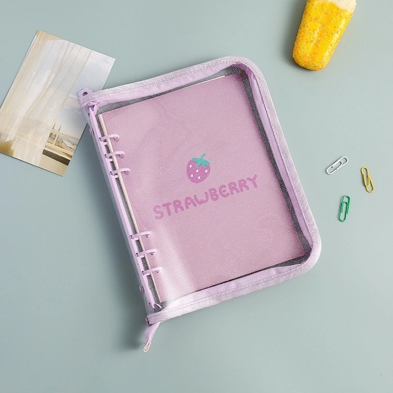 Transparent PVC Soft Shell Zippered Loose-Leaf Notebook Bag A5 A6 Style|Stationery & Office Supplies