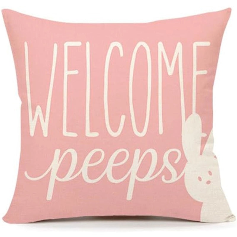 Cute Easter Rabbit Linen Pillow Covers for Couch Sofa Decor | Home Decor Bedding & Pillows