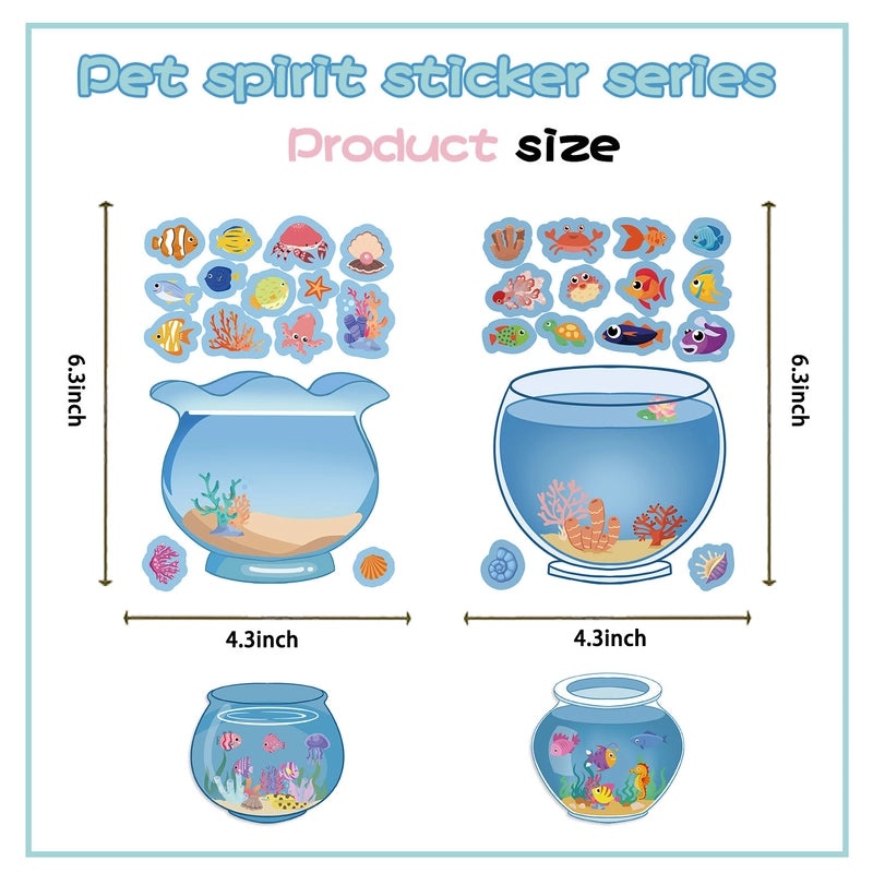 8 Pieces Cute Fish Tank School PVC Stickers Self-adhesive Decor|Home & Garden Decorations
